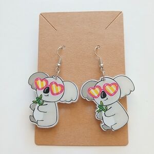 Fashion Jewelry Koala Earrings with Heart Sunglasses